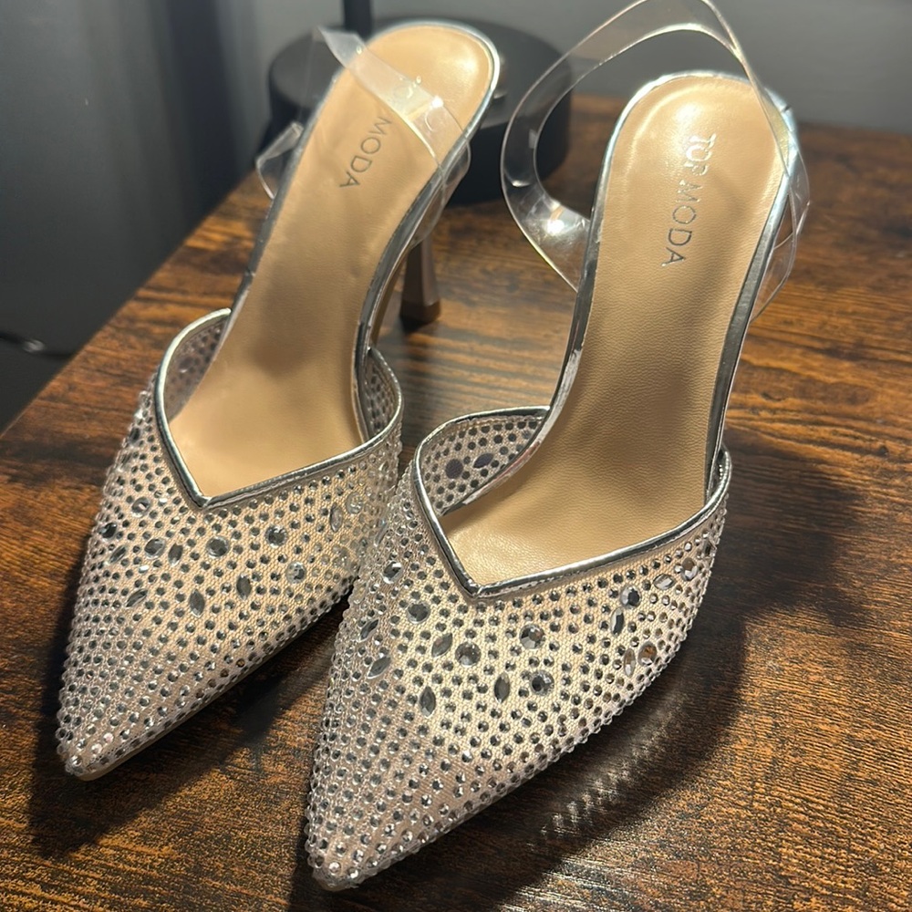 Silver diamond heels